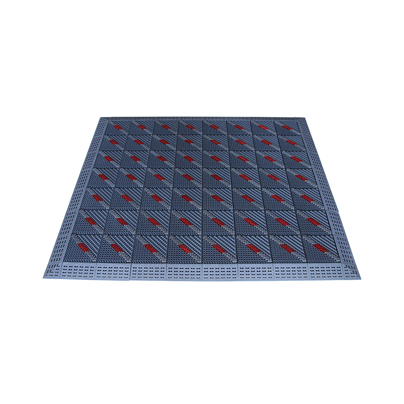 EVA-Single Brush type -  Grey eva floor mat with single red color nylon brush DIY self-assembling doormat